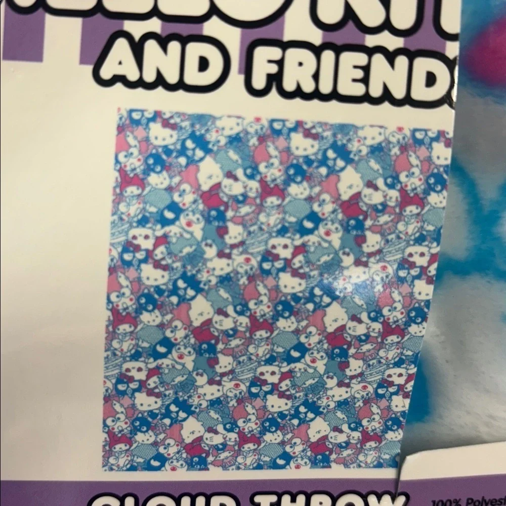 Hello Kitty and friends Pink and Blue Cloud Throw 60x70”cozy soft blanket
